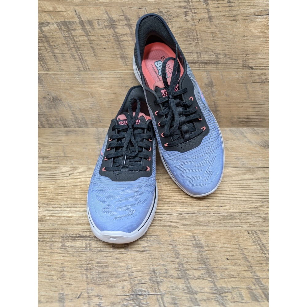 Skechers Go Walk Womens‎ 9.5 Blue Pink Athletic Walking Sneakers Comfort